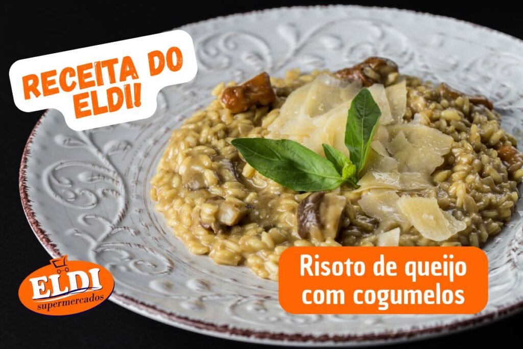 risoto de queijo com cogumelos